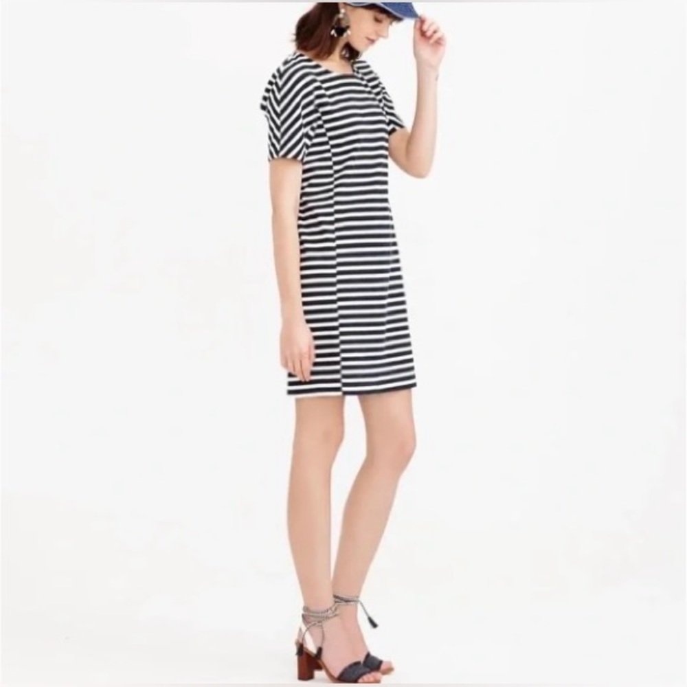 EUC J.Crew Striped Cotton T-Shirt Dress - Black/White - Size XS